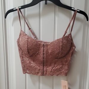 Womens Mauve Lace Corset Bralette
